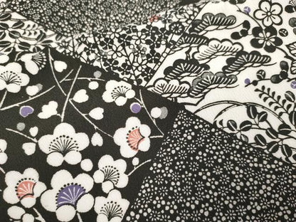 平和屋着物▽小紋　単衣　切嵌花文　洗える着物　DABF5750du