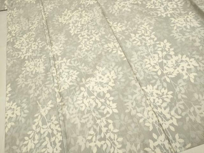 平和屋着物▽上質な紬　単衣　枝葉文　正絹　逸品　DABF5751du