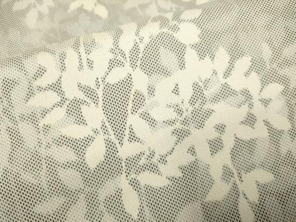 平和屋着物▽上質な紬　単衣　枝葉文　正絹　逸品　DABF5751du