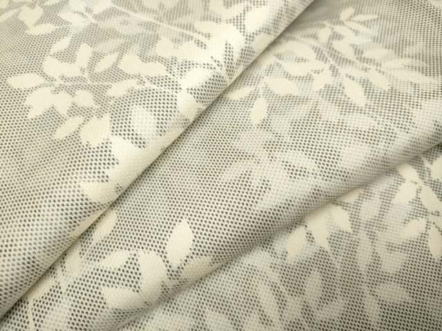 平和屋着物▽上質な紬　単衣　枝葉文　正絹　逸品　DABF5751du