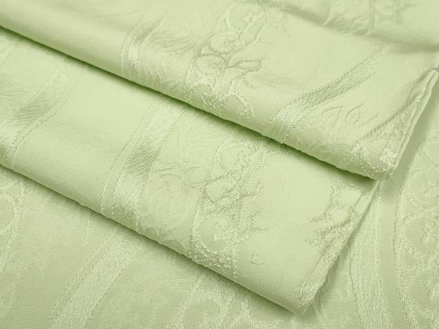 平和屋着物▽上質な色無地　単衣　立涌地紋　若芽色　正絹　逸品　DABF5754du