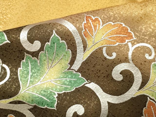 平和屋着物▽訪問着　単衣　唐草文　暈し染め　銀彩　洗える着物　DABF5761du