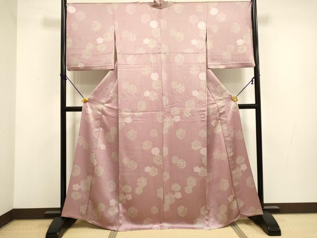 平和屋着物▽上質な小紋　単衣　亀甲花鳥文　正絹　逸品　DABF5762du