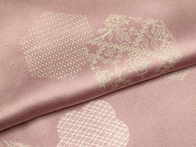平和屋着物▽上質な小紋　単衣　亀甲花鳥文　正絹　逸品　DABF5762du