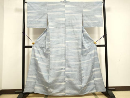 平和屋着物▽上質な紬　単衣　霞文　正絹　逸品　DABF5763du