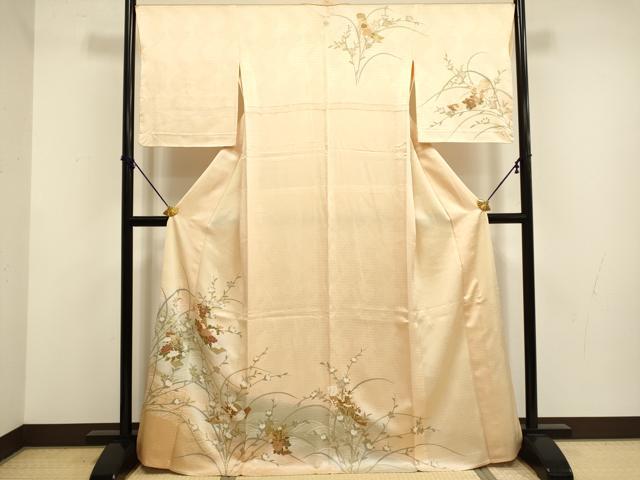 平和屋着物▽訪問着　単衣　短冊花文　暈し染め　金彩　西武百貨店扱い　正絹　逸品　DABF5766du