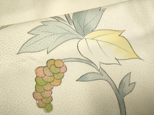 平和屋着物▽訪問着　単衣　葡萄唐草文　正絹　逸品　DABF5767du