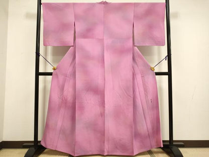 平和屋着物▽上質な小紋　単衣　作家物　霞文　暈し染め　正絹　逸品　DABF5779du