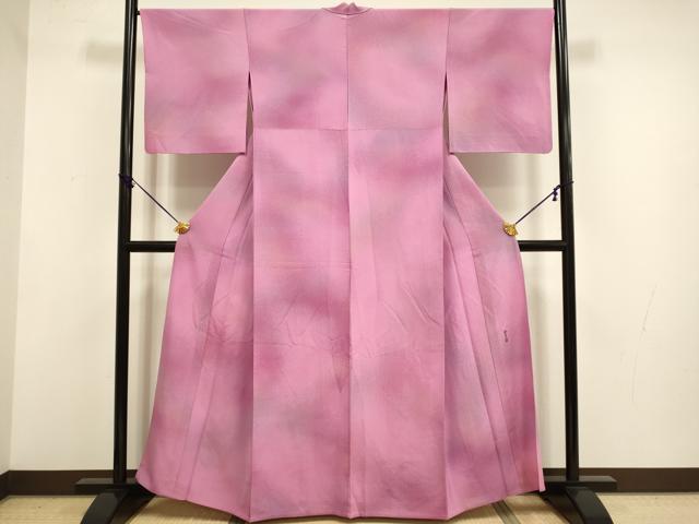 平和屋着物▽上質な小紋　単衣　作家物　霞文　暈し染め　正絹　逸品　DABF5779du