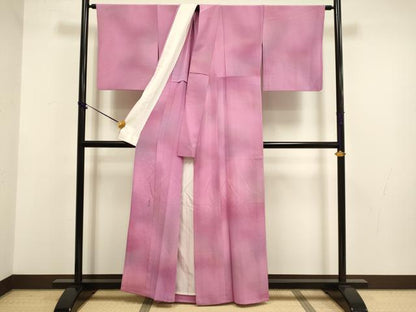 平和屋着物▽上質な小紋　単衣　作家物　霞文　暈し染め　正絹　逸品　DABF5779du
