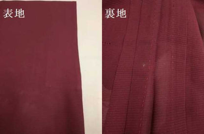平和屋着物▽羽織　スリーシーズン　春夏秋　塵除け　草葉文　バーガンディー色　正絹　逸品　DABF5781du