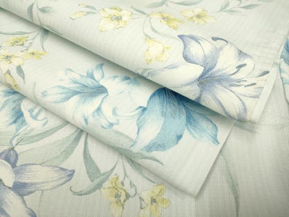 平和屋着物▽小紋　単衣　草花文　洗える着物　DABF5783du