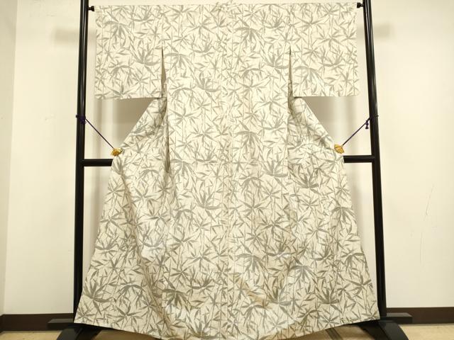 平和屋着物▽本場大島紬　単衣　笹竹文　正絹　逸品　DABF5785du