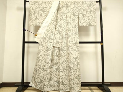 平和屋着物▽本場大島紬　単衣　笹竹文　正絹　逸品　DABF5785du