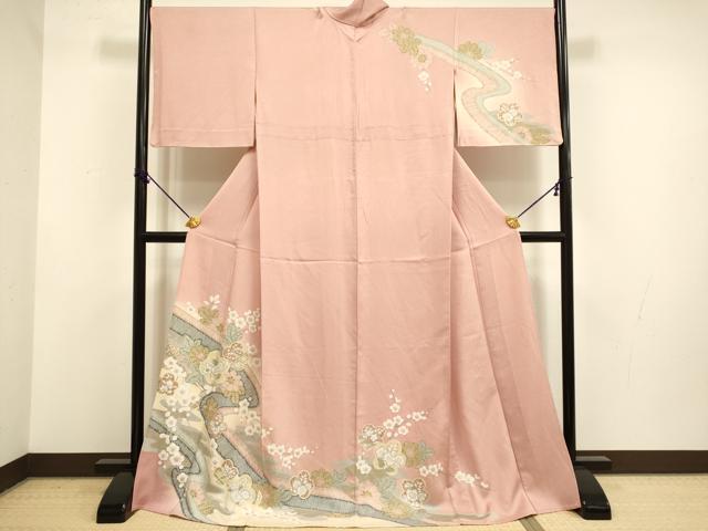 平和屋着物▽訪問着　単衣　絞り　辻が花　暈し染め　金彩　ロング丈　正絹　逸品　DABF5786du