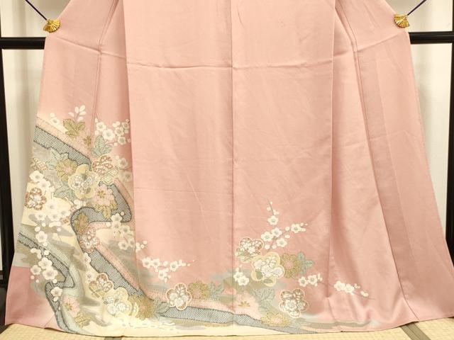 平和屋着物▽訪問着　単衣　絞り　辻が花　暈し染め　金彩　ロング丈　正絹　逸品　DABF5786du