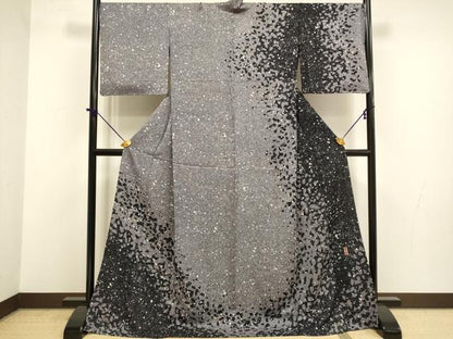 平和屋着物▽世界的ファッションデザイナー　山本寛斎　kansaiブランド　訪問着　単衣　舞桜文　ロング丈　洗える着物　DABF5792du