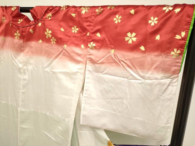 平和屋着物▼訪問着　舞桜文　暈し染め　金彩　背抜き仕立て　洗える着物　DABF5800du