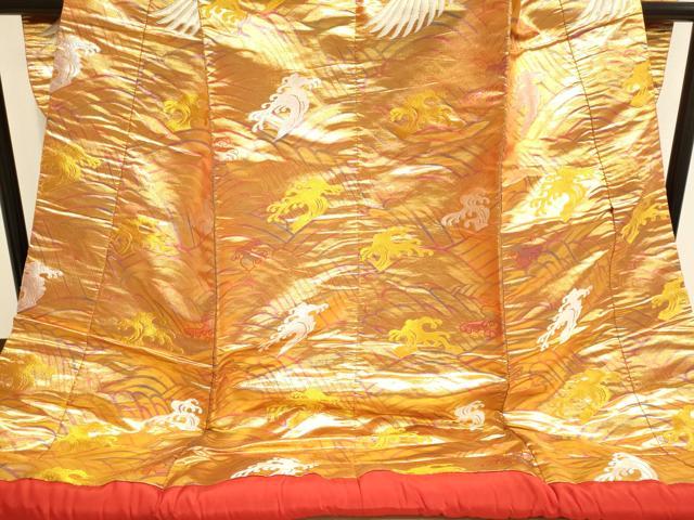 平和屋本店●色打掛　お引きずり　和装　婚礼　結婚式　花嫁　神社挙式　唐織　立波飛鶴梅松文　金銀糸　逸品　DABF5802du