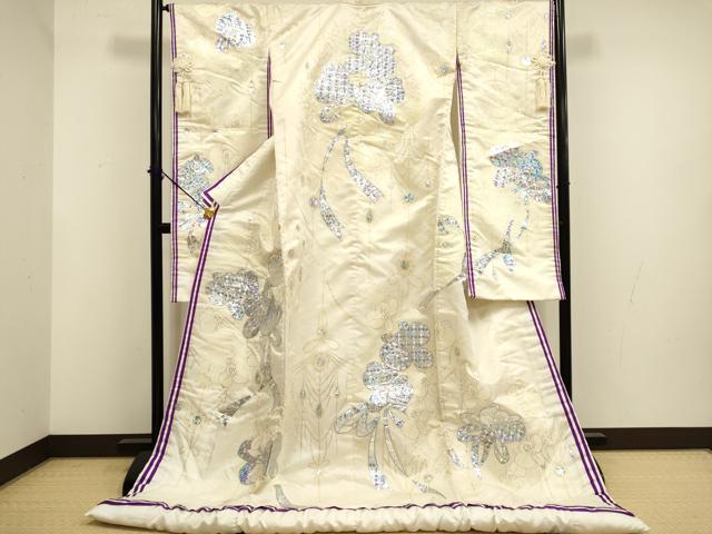 平和屋本店●色打掛　お引きずり　和装　婚礼　結婚式　花嫁　神社挙式　花束ね文　銀彩　十二単風　DABF5811du