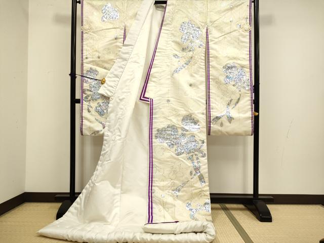 平和屋本店●色打掛　お引きずり　和装　婚礼　結婚式　花嫁　神社挙式　花束ね文　銀彩　十二単風　DABF5811du