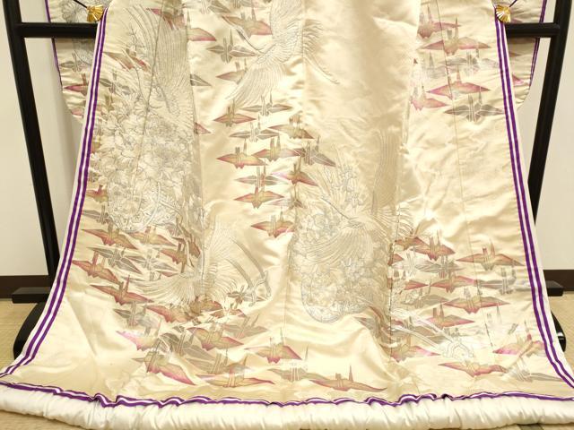 平和屋本店●色打掛 お引きずり 和装 婚礼 結婚式 花嫁 神社挙式 総刺繍 飛鶴花車文 折り鶴 銀彩 ラインストーン 十二単風 逸品 DABF5819du
