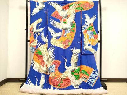 平和屋本店●色打掛　お引きずり　和装　婚礼　結婚式　花嫁　神社挙式　駒刺繍　絵巻御所車飛鶴花文　逸品　DABF5821du