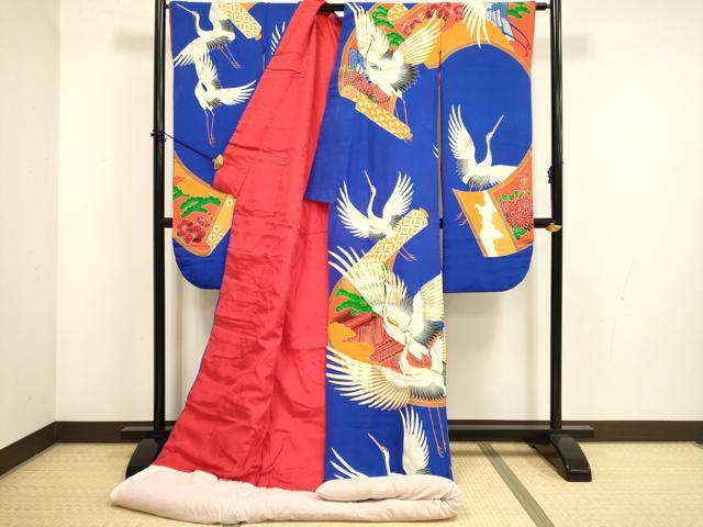 平和屋本店●色打掛　お引きずり　和装　婚礼　結婚式　花嫁　神社挙式　駒刺繍　絵巻御所車飛鶴花文　逸品　DABF5821du