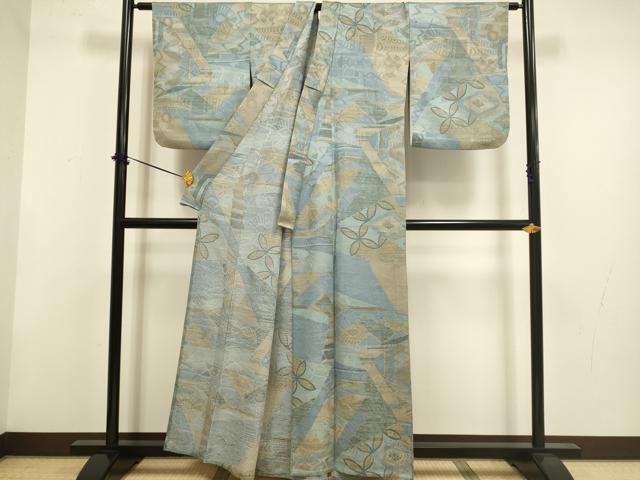平和屋着物▽上質な小紋　単衣　切嵌吉祥文　正絹　逸品　DABF5826du