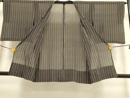 平和屋着物▽道行コート　スリーシーズン　春夏秋　塵除け　紗紬　間道　正絹　逸品　DABF5831du