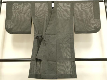 平和屋着物▽道中着　スリーシーズン　春夏秋　塵除け　芝草文　ロング丈　正絹　逸品　DABF5832du