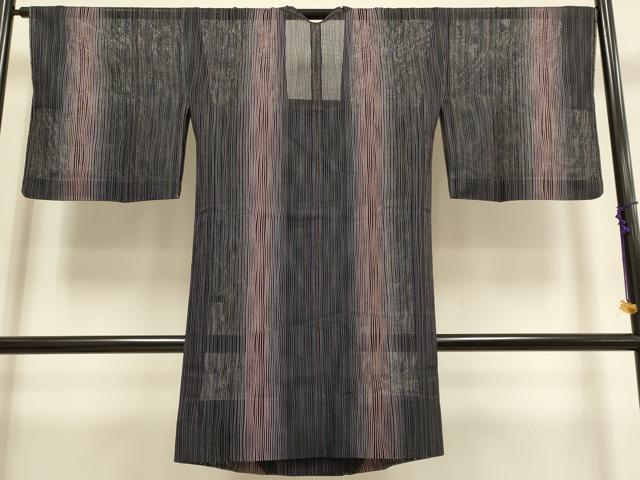 平和屋着物▽道行コート　スリーシーズン　春夏秋　塵除け　よろけ縞　ロング丈　正絹　逸品　未使用　DABF5834du