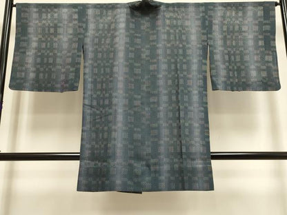 平和屋着物▽道中着　スリーシーズン　春夏秋　塵除け　格子柄　ロング丈　正絹　逸品　DABF5835du