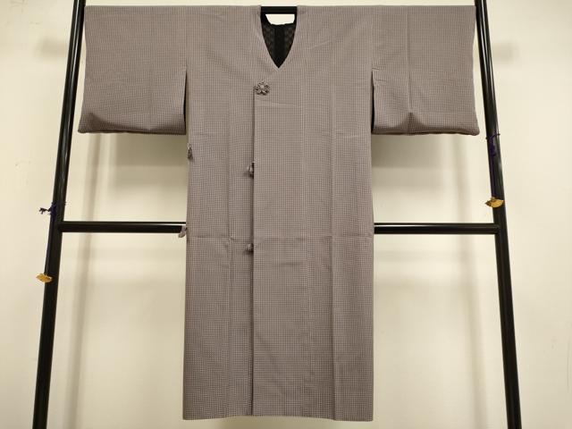 平和屋着物▽道行コート　スリーシーズン　春夏秋　塵除け　リバーシブル　無双　紗袷　紗×紗　格子　ロング丈　正絹　逸品　DABF5837du