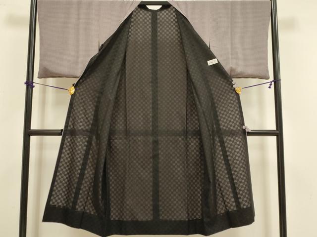 平和屋着物▽道行コート　スリーシーズン　春夏秋　塵除け　リバーシブル　無双　紗袷　紗×紗　格子　ロング丈　正絹　逸品　DABF5837du
