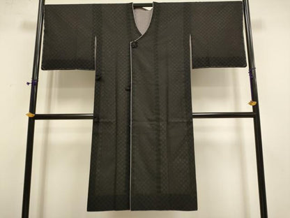 平和屋着物▽道行コート　スリーシーズン　春夏秋　塵除け　リバーシブル　無双　紗袷　紗×紗　格子　ロング丈　正絹　逸品　DABF5837du