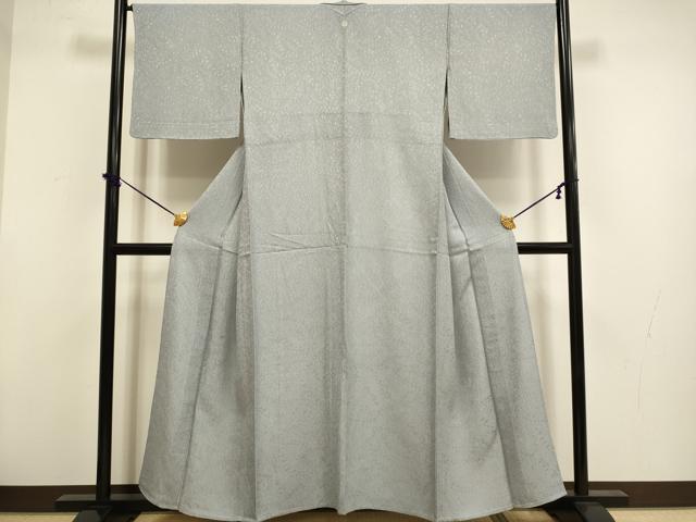 平和屋着物▽上質な色無地　単衣　藤地紋　煤色　正絹　逸品　DABF5840du
