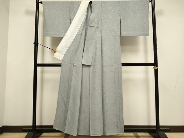 平和屋着物▽上質な色無地　単衣　藤地紋　煤色　正絹　逸品　DABF5840du
