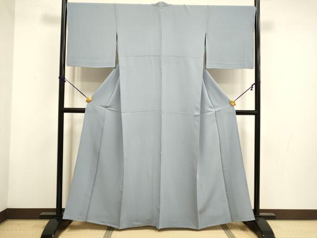 平和屋着物▽上質な色無地　単衣　桔梗鼠色　正絹　逸品　DABF5843du