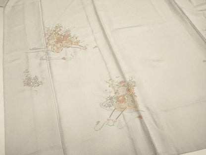 平和屋着物▽中国三大刺繍　スワトウ刺繍　汕頭刺繍　総刺繍　訪問着　単衣　花車文　金糸　正絹　逸品　DABF5848du