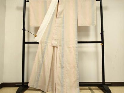 平和屋着物▽紅花紬　米沢　単衣　霞間道　正絹　逸品　DABF5849du