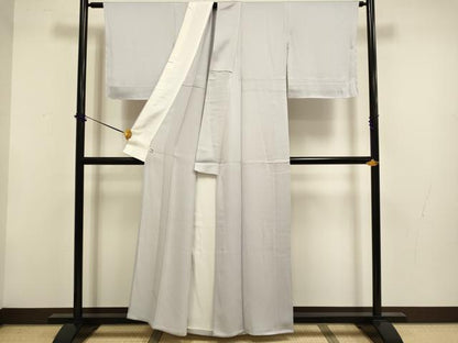 平和屋着物▽上質な色無地　単衣　灰梅色　正絹　逸品　DABF5855du