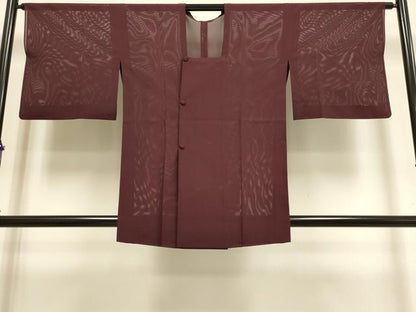 平和屋着物▽道行コート　二部式　スリーシーズン　春夏秋　塵除け　絽　バーガンディー色　洗える着物　DABF5867du