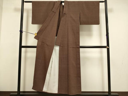 平和屋着物▽本塩沢　単衣　蚊絣　正絹　逸品　未使用　DABF5868du
