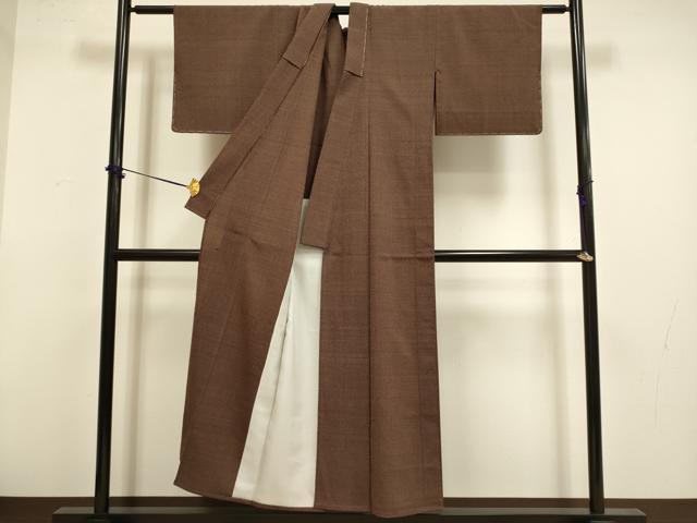 平和屋着物▽本塩沢　単衣　蚊絣　正絹　逸品　未使用　DABF5868du