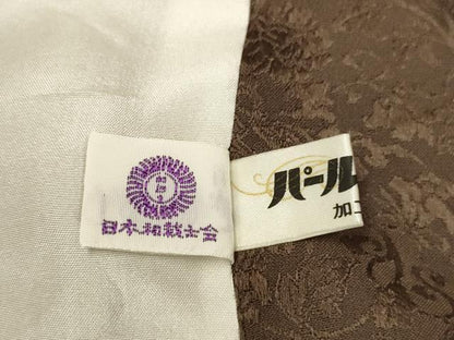 平和屋着物▽上質な色無地　単衣　更紗花地紋　憲法色　正絹　逸品　DABF5872du