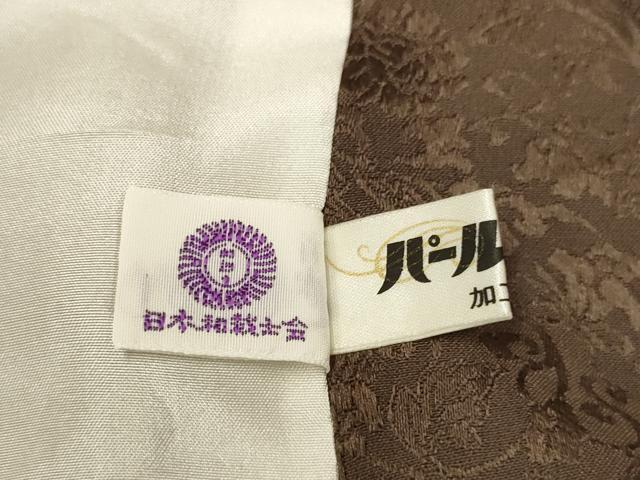 平和屋着物▽上質な色無地　単衣　更紗花地紋　憲法色　正絹　逸品　DABF5872du