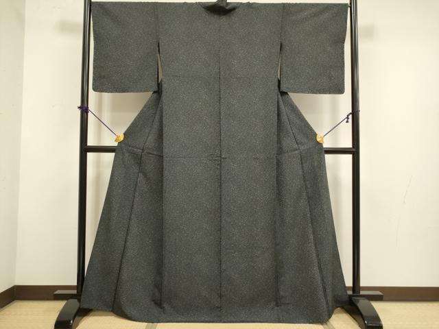 平和屋着物▽江戸小紋　単衣　京都きもの　黒地　洗える着物　DABF5874du