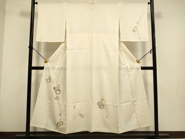 平和屋着物▽訪問着　単衣　器物文　ラインストーン　金銀彩　正絹　逸品　DABF5877du