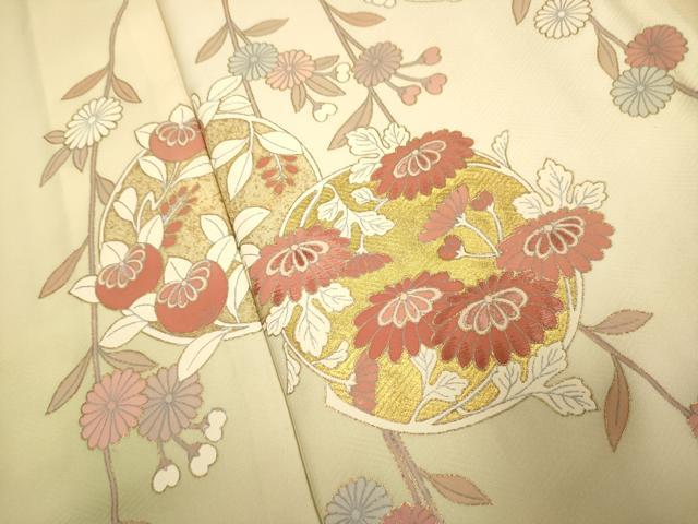 平和屋着物▽訪問着　単衣　枝垂れ花文　暈し染め　金彩　正絹　逸品　DABF5879du